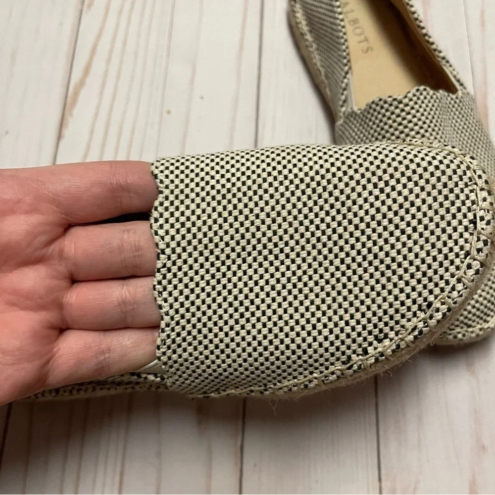 Talbots Izzy Espadrille Two Tone Check Print Slip On Flats Women's Size 6.5